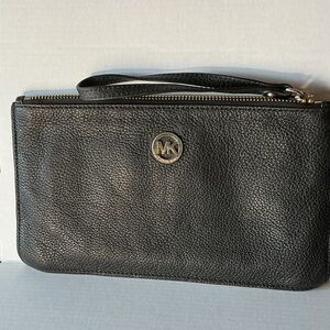 Michael Kors Fulton Flap Wallet Purple Leather MK Medallion